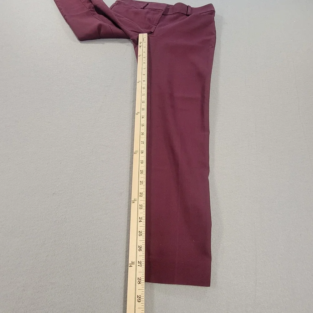LOFT Curvy Skinny Dress Pants Burgundy Mid Rise Ankle Career Stretch Women's 0